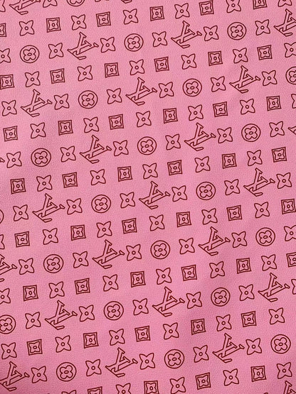 Fashion Pink Pencil Design LV Leather Fabric For Handmade Sneaker,Furniture ,Upholstery Goods By Yard