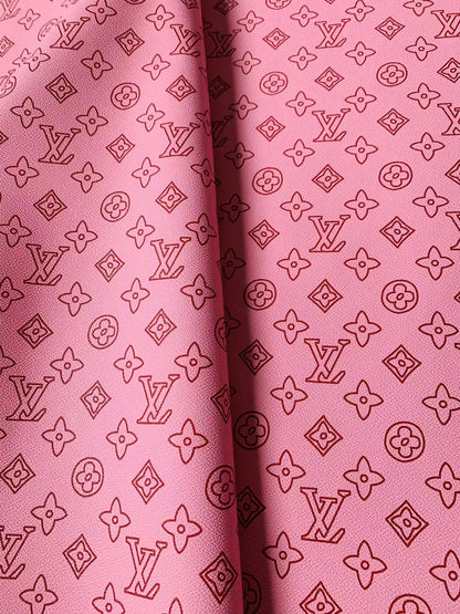 Fashion Pink Pencil Design LV Leather Fabric For Handmade Sneaker,Furniture ,Upholstery Goods By Yard