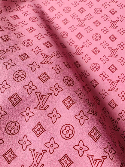 Fashion Pink Pencil Design LV Leather Fabric For Handmade Sneaker,Furniture ,Upholstery Goods By Yard