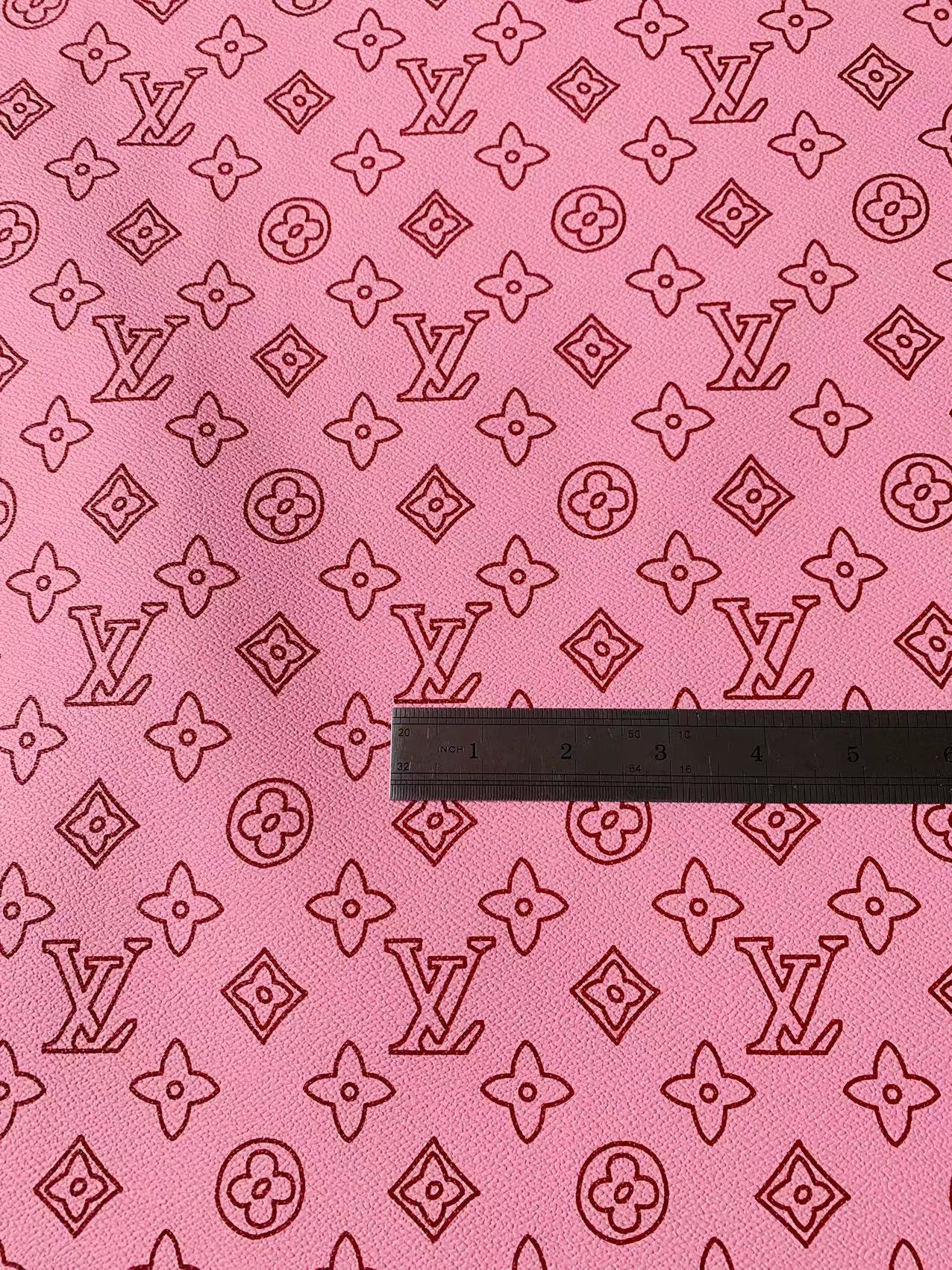 Fashion Pink Pencil Design LV Leather Fabric For Handmade Sneaker,Furniture ,Upholstery Goods By Yard