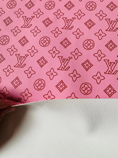 Fashion Pink Pencil Design LV Leather Fabric For Handmade Sneaker,Furniture ,Upholstery Goods By Yard