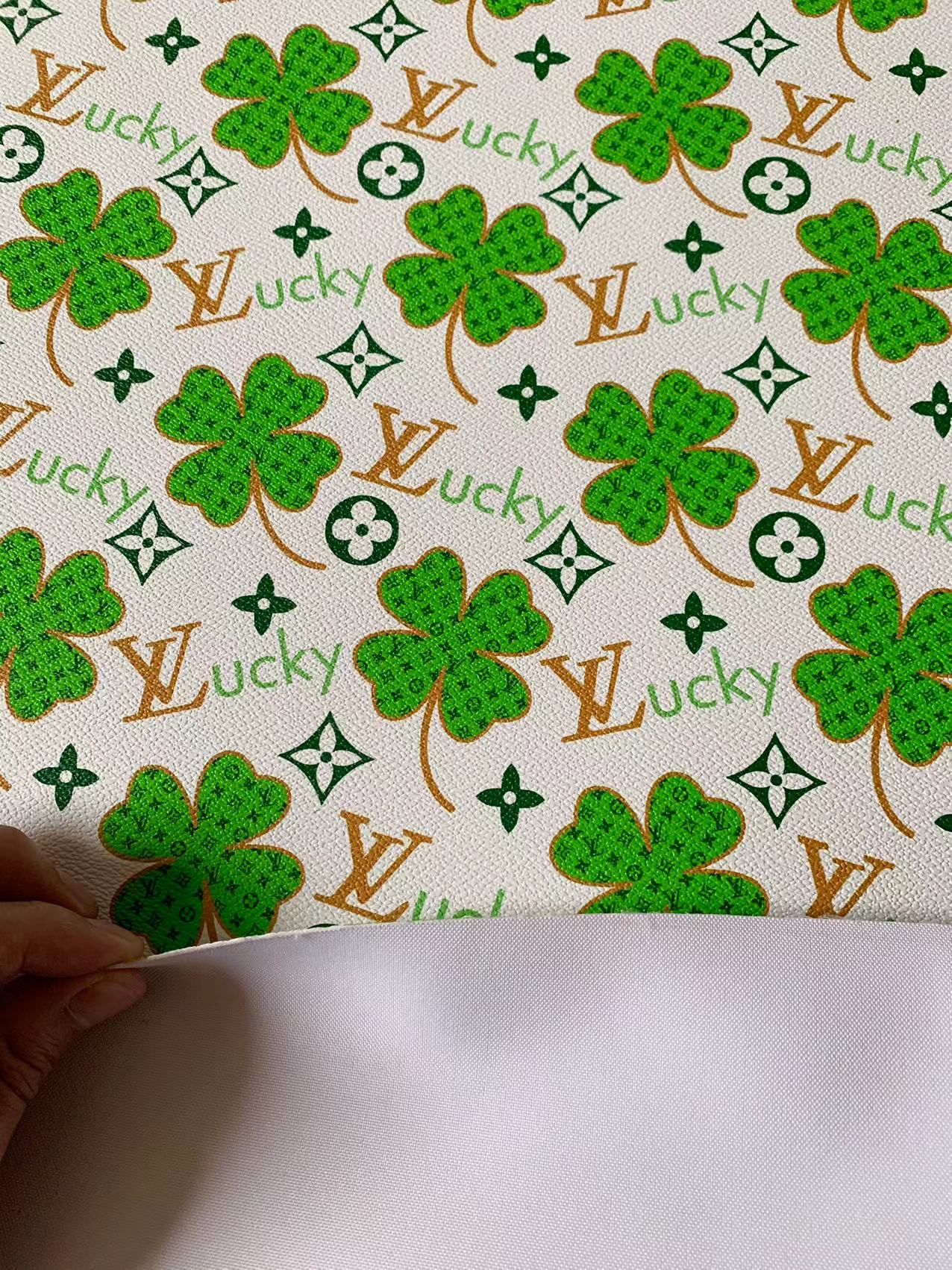 Tianchao New Lucky Design Clover LV Vinyl Leather For Handmade Sneaker , Upholstery Goods By Yard