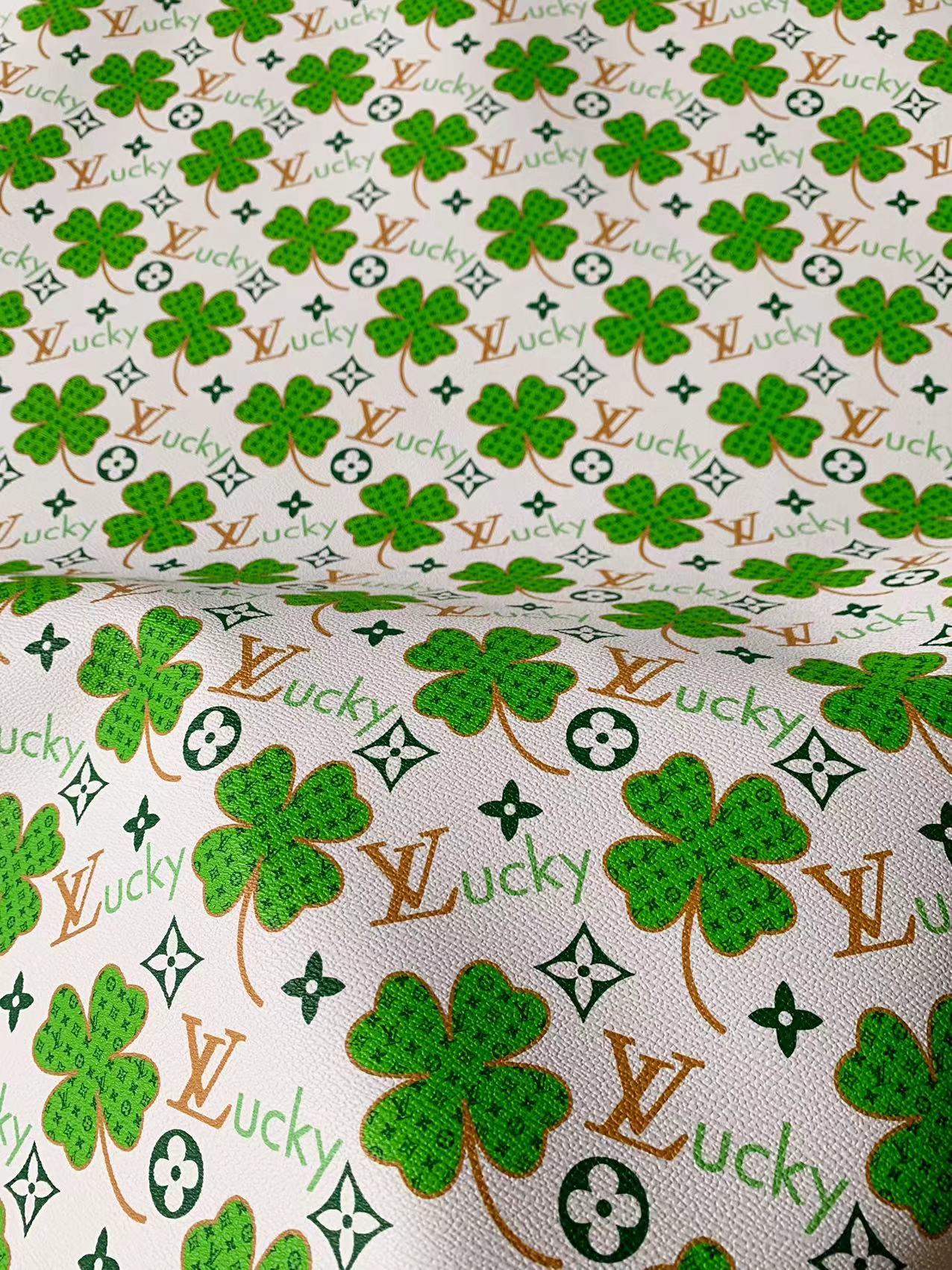 Tianchao New Lucky Design Clover LV Vinyl Leather For Handmade Sneaker , Upholstery Goods By Yard