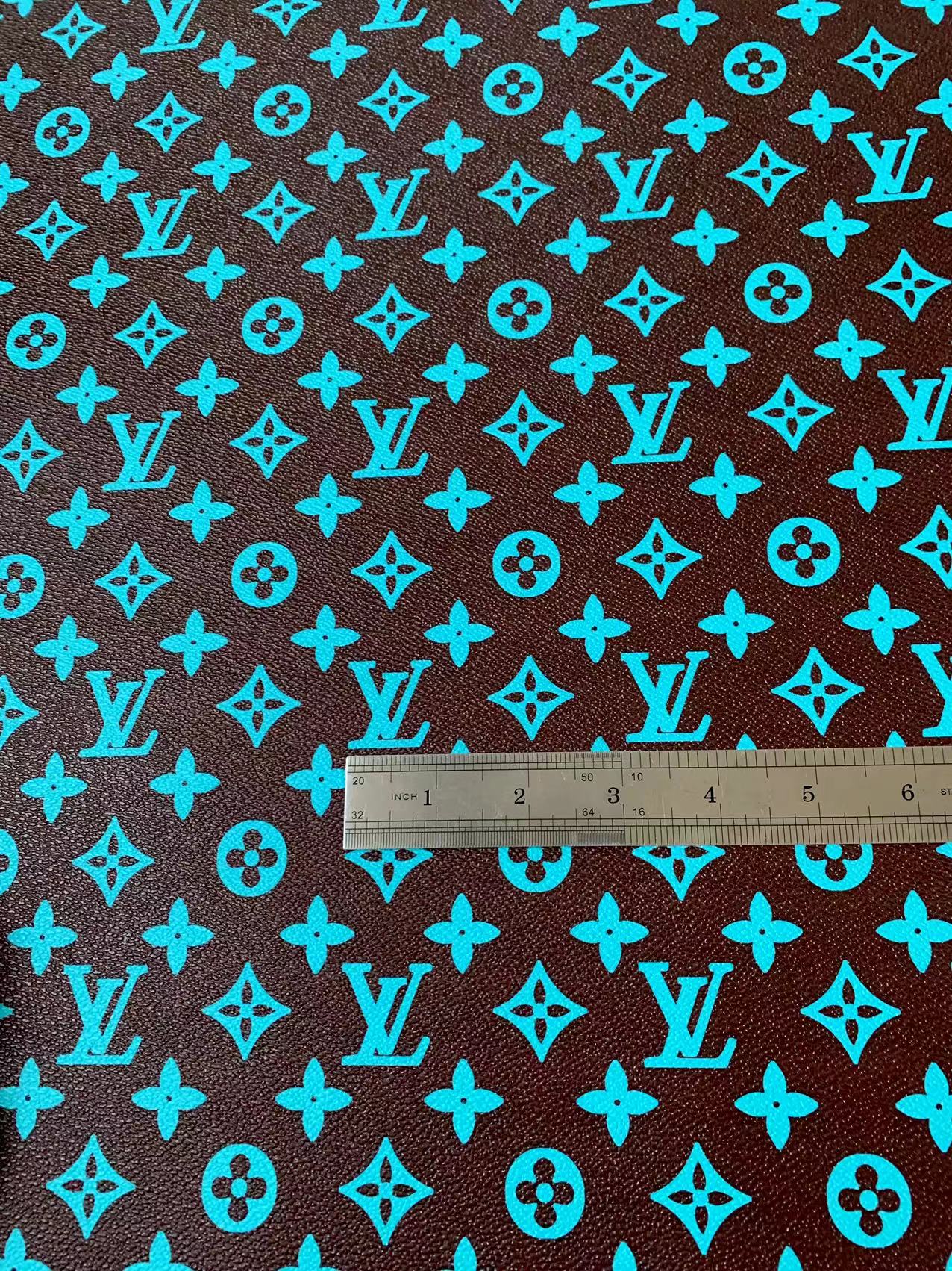 Fashion Tiffany Blue LV Vinyl Leather Fabric For Handmade Sneaker,Furniture ,Upholstery Goods By Yard