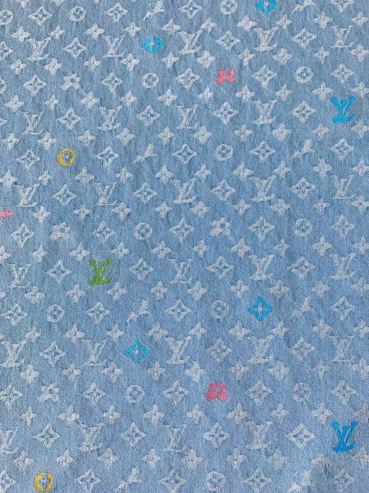 Fashion Colorful LV EmBroider Wash Denim Woven Jacquard fabric ,Jean Fabric For Handmade Goods