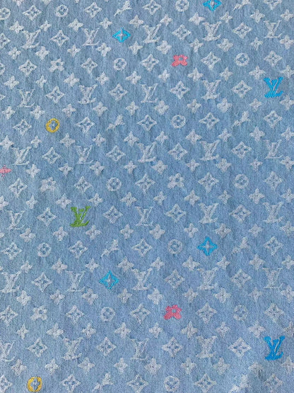 Fashion Colorful LV EmBroider Wash Denim Woven Jacquard fabric ,Jean Fabric For Handmade Goods