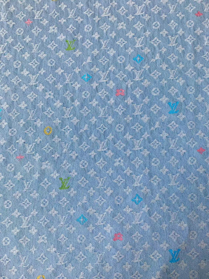 Fashion Colorful LV EmBroider Wash Denim Woven Jacquard fabric ,Jean Fabric For Handmade Goods