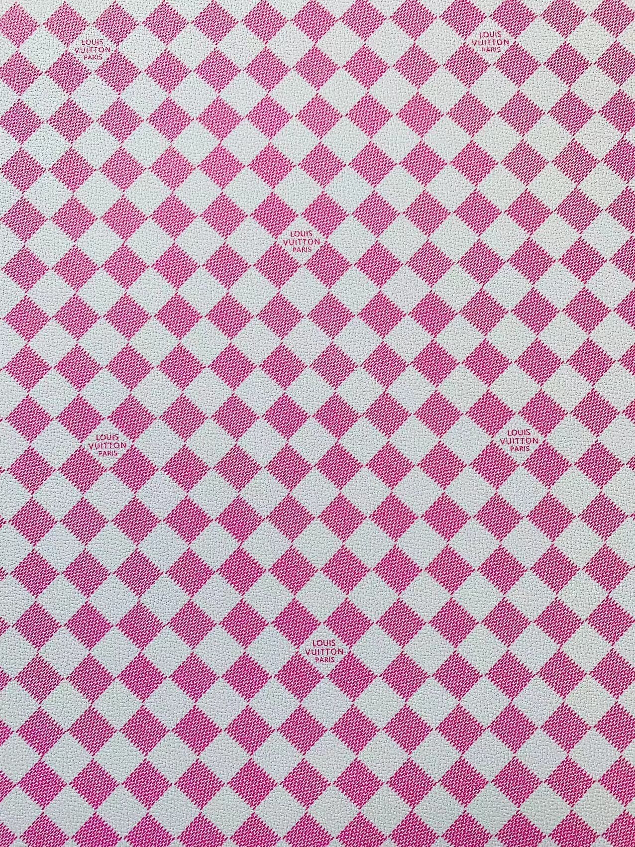 Classic Pink Damier Louis Vuitton Leather For Bag Upholstery Car Seat and Shoes By Yard