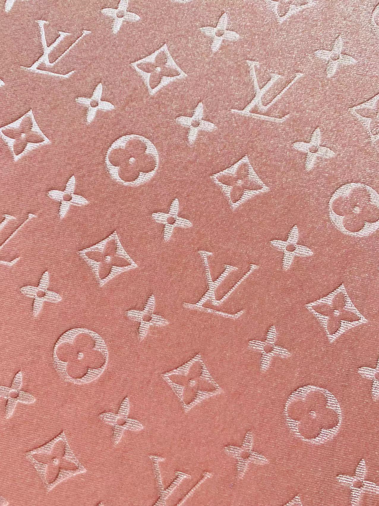 Popular Luxury LV Knitting Velvet Fabric For Handmade Sneaker,Car Upholstery and Apparel By Yard(Baby Pink)