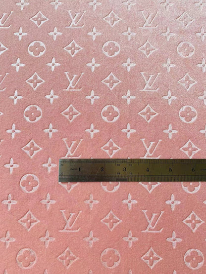 Popular Luxury LV Knitting Velvet Fabric For Handmade Sneaker,Car Upholstery and Apparel By Yard(Baby Pink)