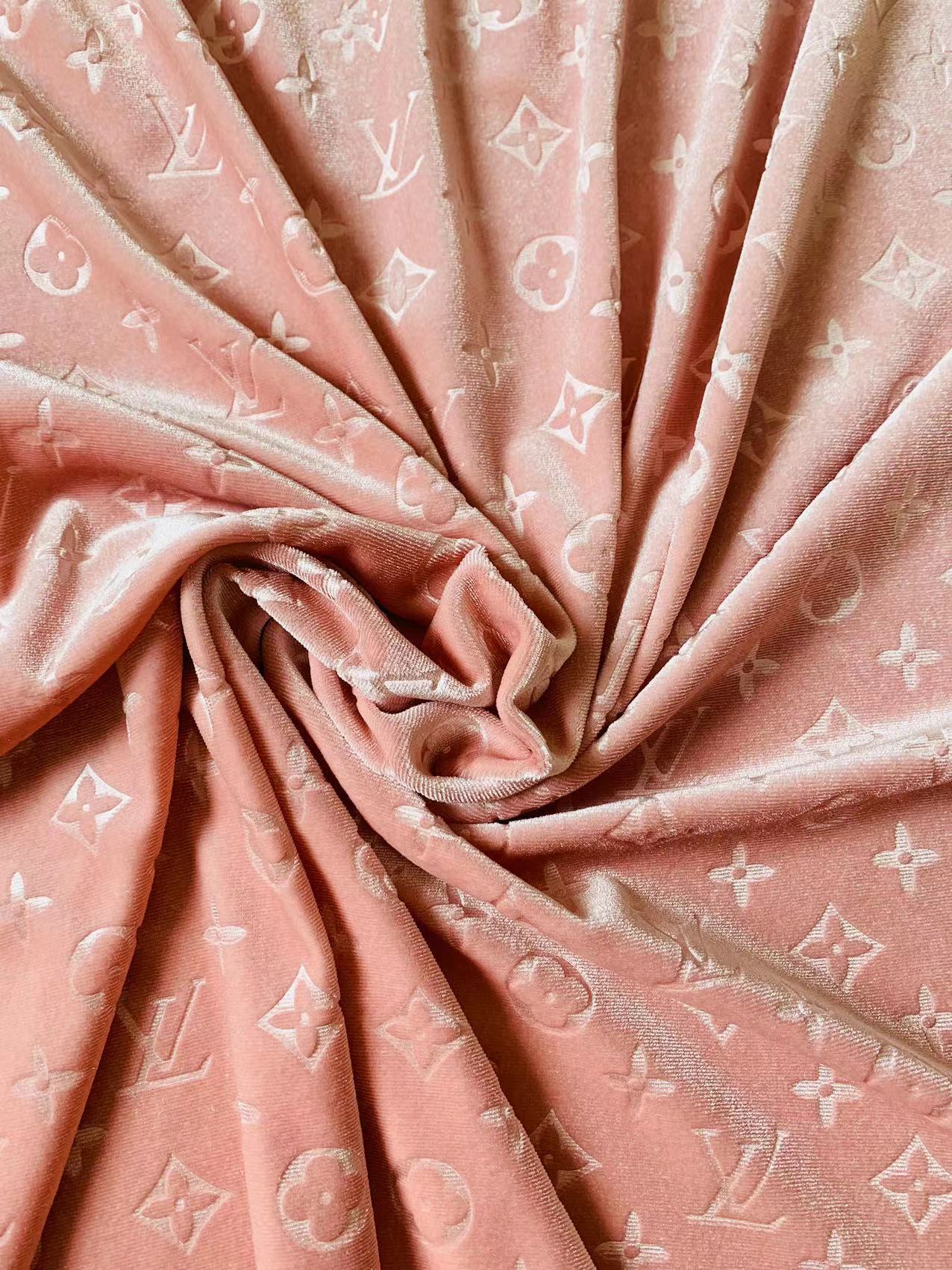 Popular Luxury LV Knitting Velvet Fabric For Handmade Sneaker,Car Upholstery and Apparel By Yard(Baby Pink)