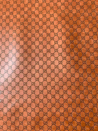 Classic Brown Gucci Embossed Leather Fabric For Handmade Sneaker,Bags,Upholstery Goods By Yard