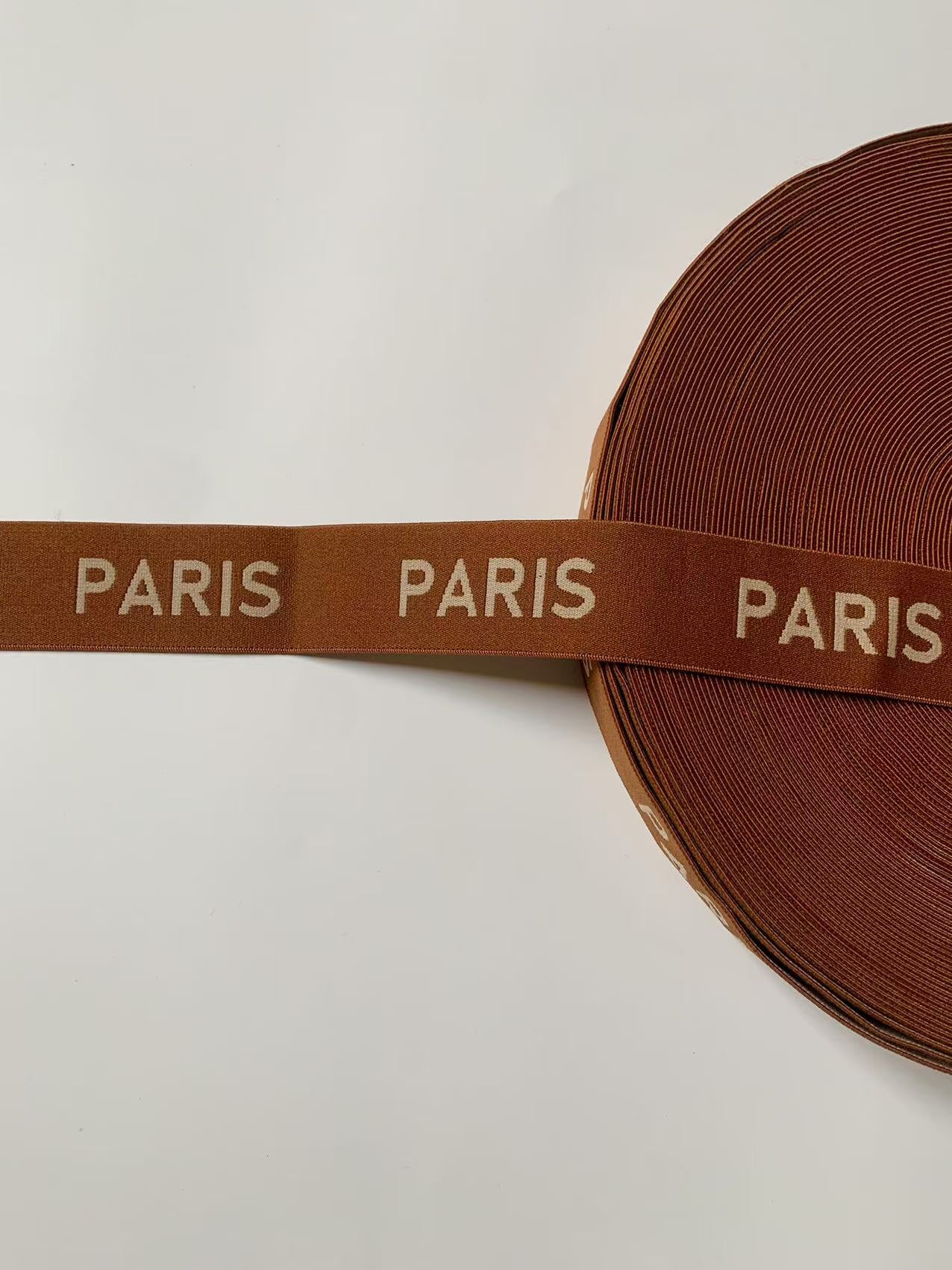 Fashion Brown Paris 1.6 inch Elastic Strap ,Handmade Striped Ribbon Trim Embroidered For Handicrafts By Yard