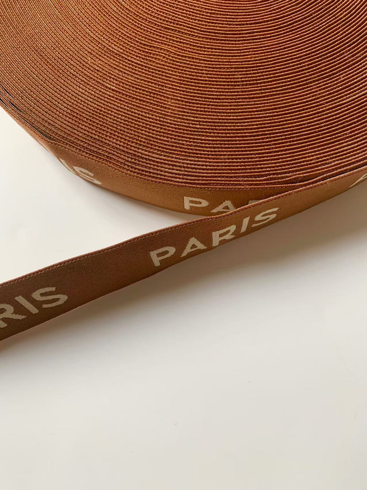 Fashion Brown Paris 1.6 inch Elastic Strap ,Handmade Striped Ribbon Trim Embroidered For Handicrafts By Yard