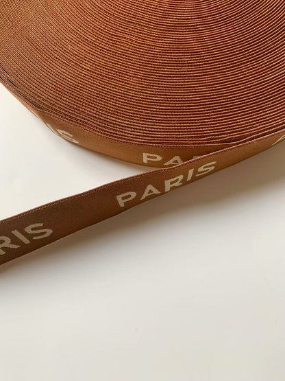 Fashion Brown Paris 1.6 inch Elastic Strap ,Handmade Striped Ribbon Trim Embroidered For Handicrafts By Yard