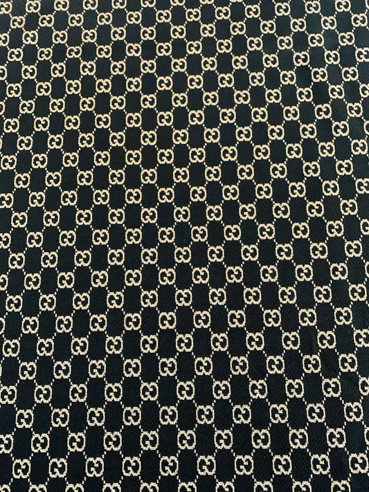 Craft Black With Cream 0.5" Gucci Knitting Jacquard Cloth Fabric For Handmade Apparel ,Clothing ,Sneaker Upholstery Goods By Yard