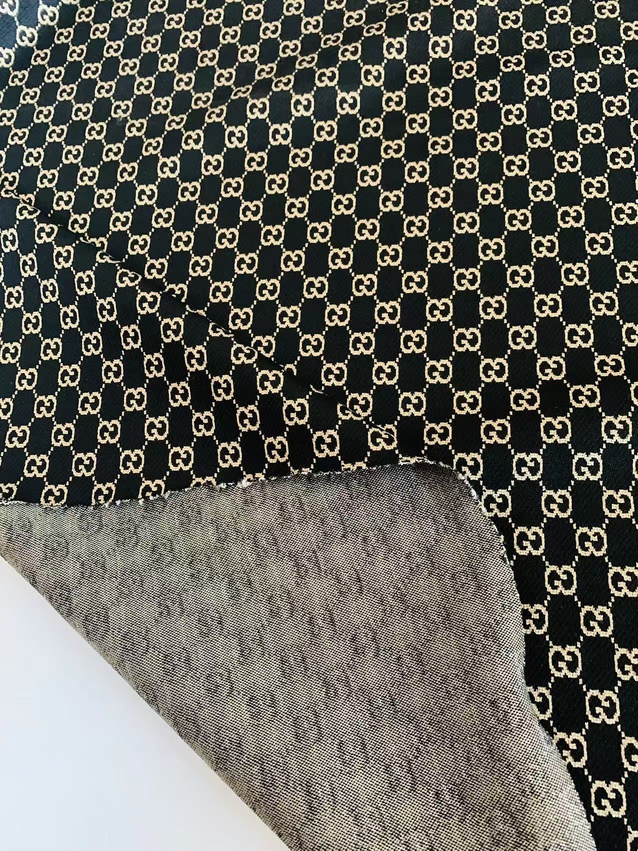 Craft Black With Cream 0.5" Gucci Knitting Jacquard Cloth Fabric For Handmade Apparel ,Clothing ,Sneaker Upholstery Goods By Yard