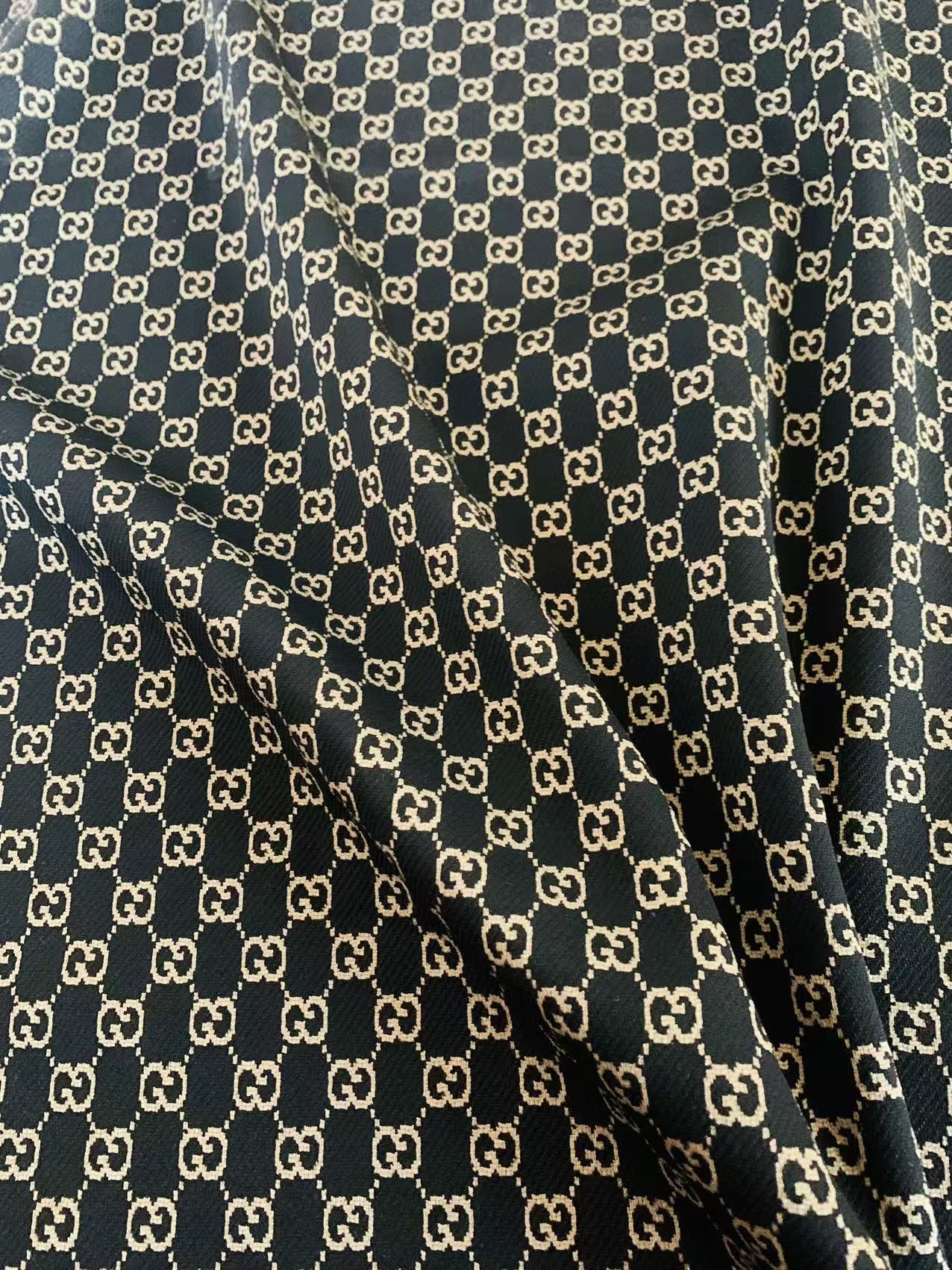 Craft Black With Cream 0.5" Gucci Knitting Jacquard Cloth Fabric For Handmade Apparel ,Clothing ,Sneaker Upholstery Goods By Yard