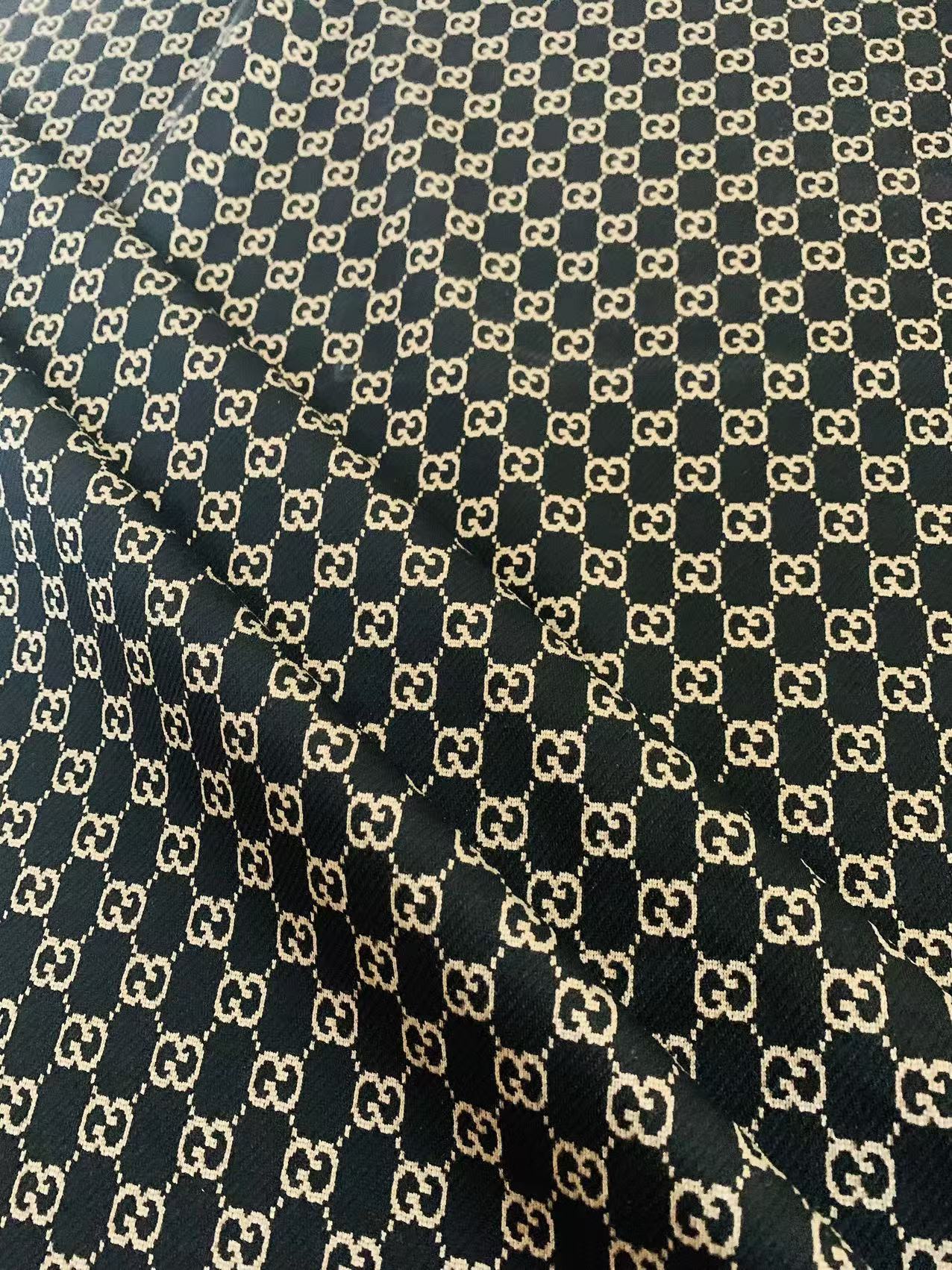 Craft Black With Cream 0.5" Gucci Knitting Jacquard Cloth Fabric For Handmade Apparel ,Clothing ,Sneaker Upholstery Goods By Yard