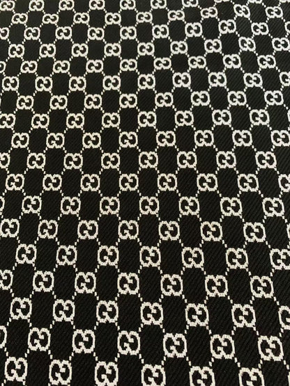 Craft Black With White 0.5" Gucci Knitting Jacquard Cloth Fabric For Handmade Apparel ,Clothing ,Sneaker Upholstery Goods By Yard