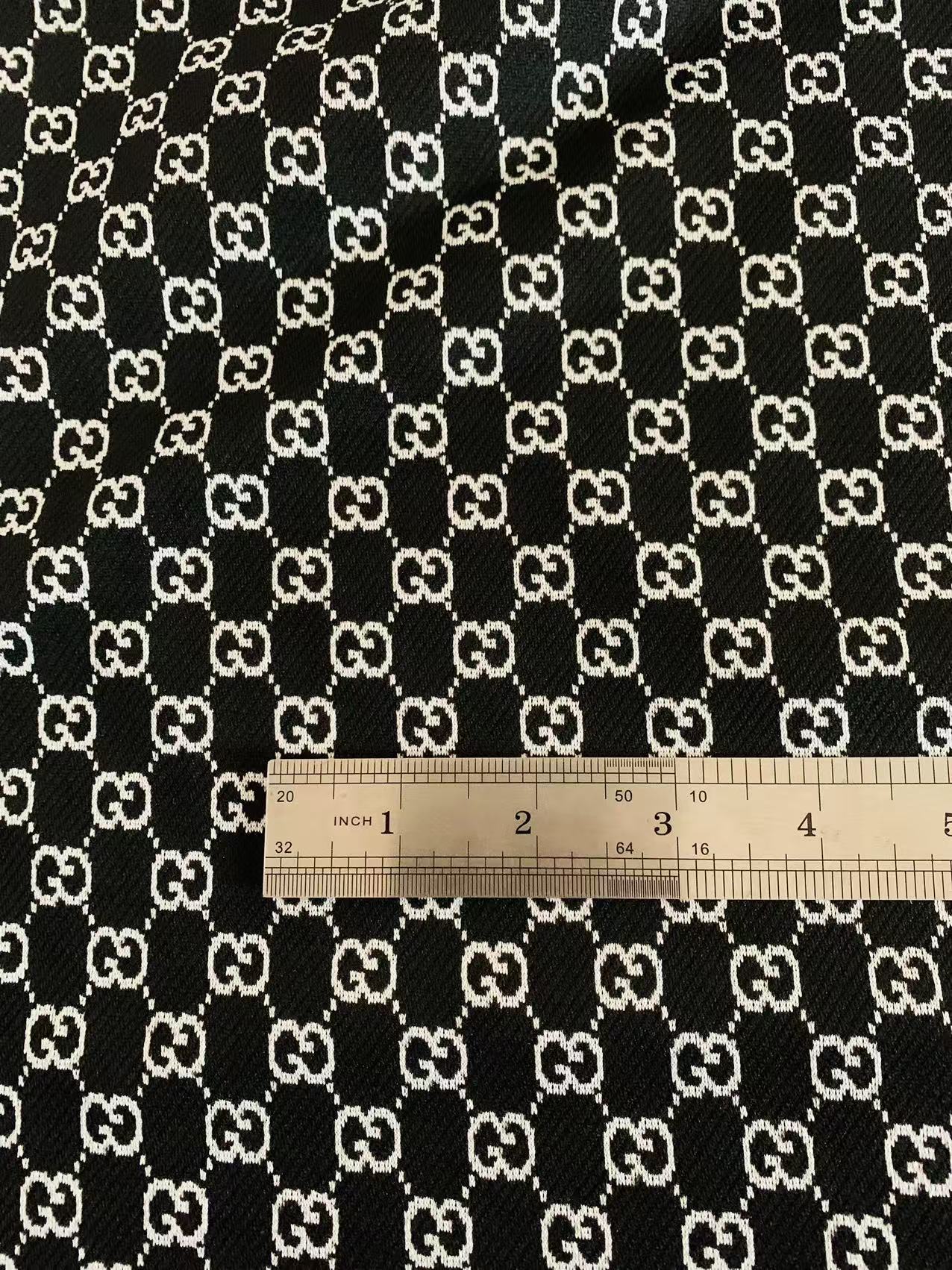 Craft Black With White 0.5" Gucci Knitting Jacquard Cloth Fabric For Handmade Apparel ,Clothing ,Sneaker Upholstery Goods By Yard