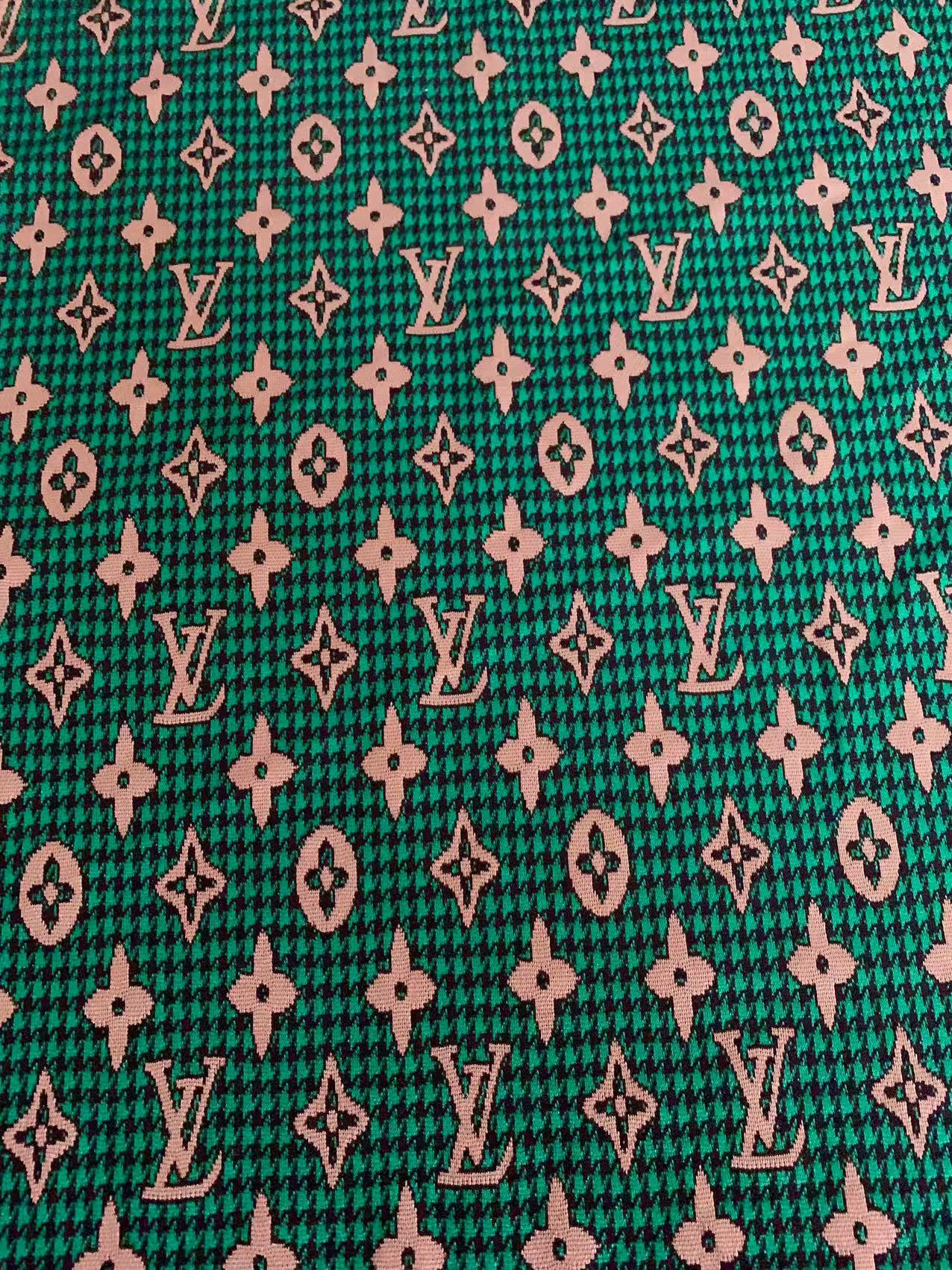 Craft Green LV Knitting Jacquard Cloth Fabric For Handmade Apparel ,Clothing ,Sneaker Upholstery Goods By Yard