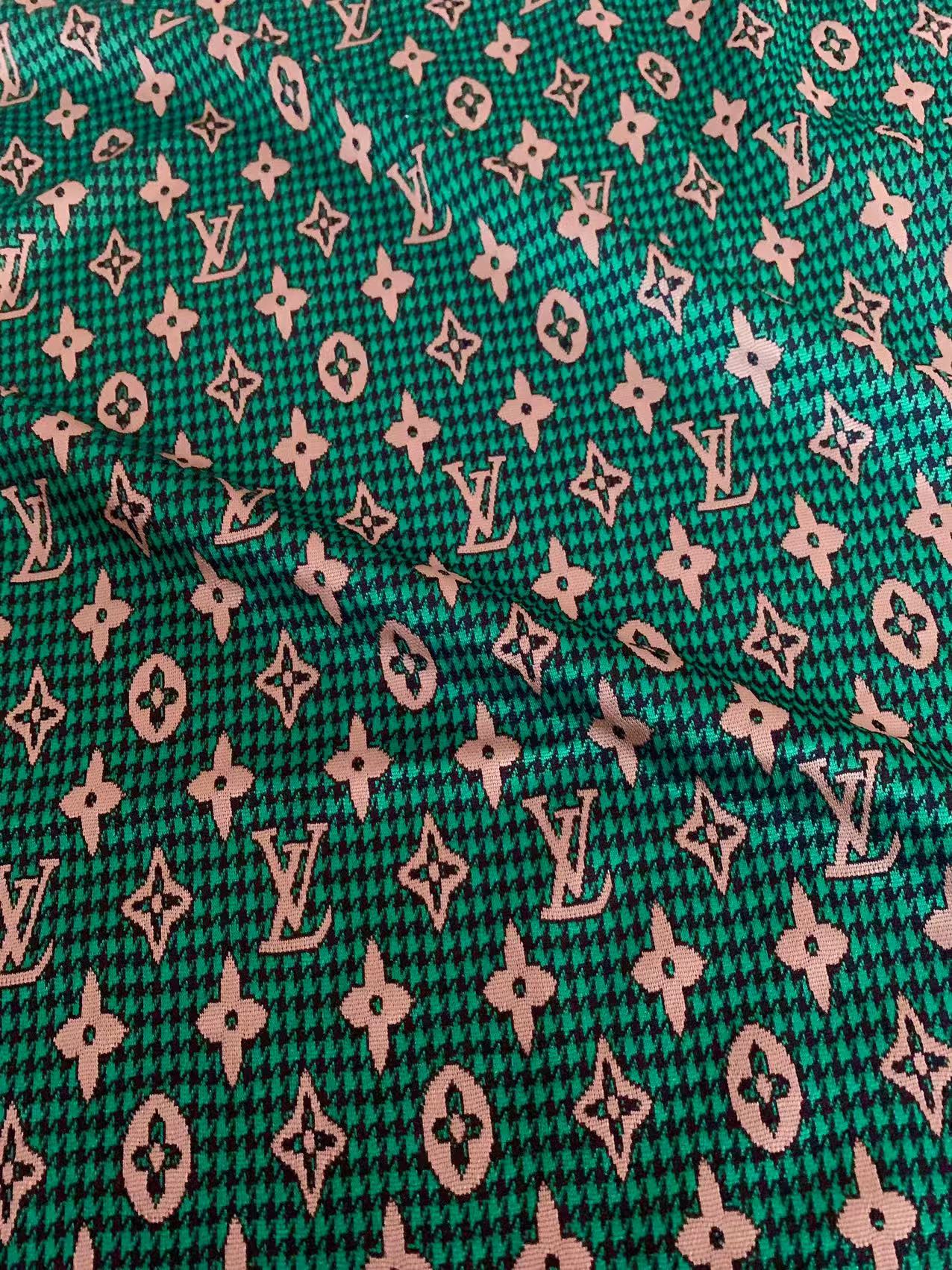 Craft Green LV Knitting Jacquard Cloth Fabric For Handmade Apparel ,Clothing ,Sneaker Upholstery Goods By Yard