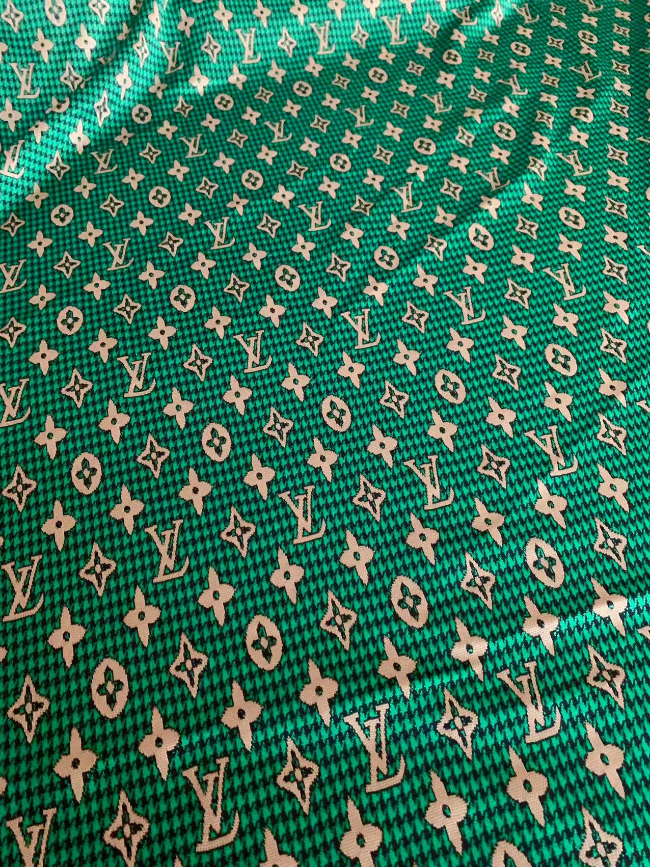 Craft Green LV Knitting Jacquard Cloth Fabric For Handmade Apparel ,Clothing ,Sneaker Upholstery Goods By Yard