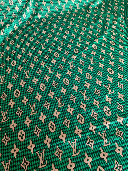 Craft Green LV Knitting Jacquard Cloth Fabric For Handmade Apparel ,Clothing ,Sneaker Upholstery Goods By Yard