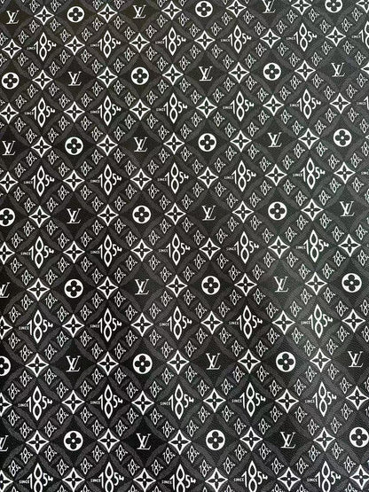 New Black 1854 LV leather Fabric For Handmade Sneaker, Bag, Upholstery Goods By Yard