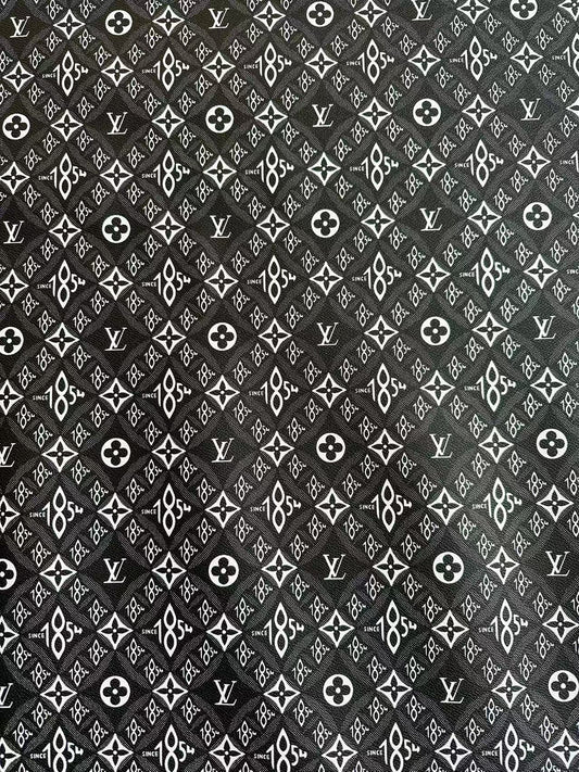 New Black 1854 LV leather Fabric For Handmade Sneaker, Bag, Upholstery Goods By Yard