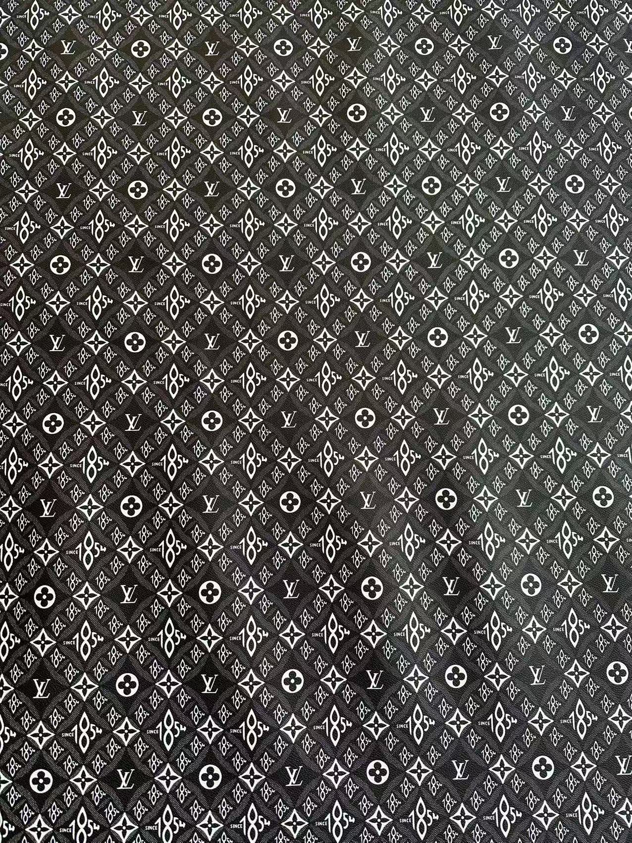 New Black 1854 LV leather Fabric For Handmade Sneaker, Bag, Upholstery Goods By Yard