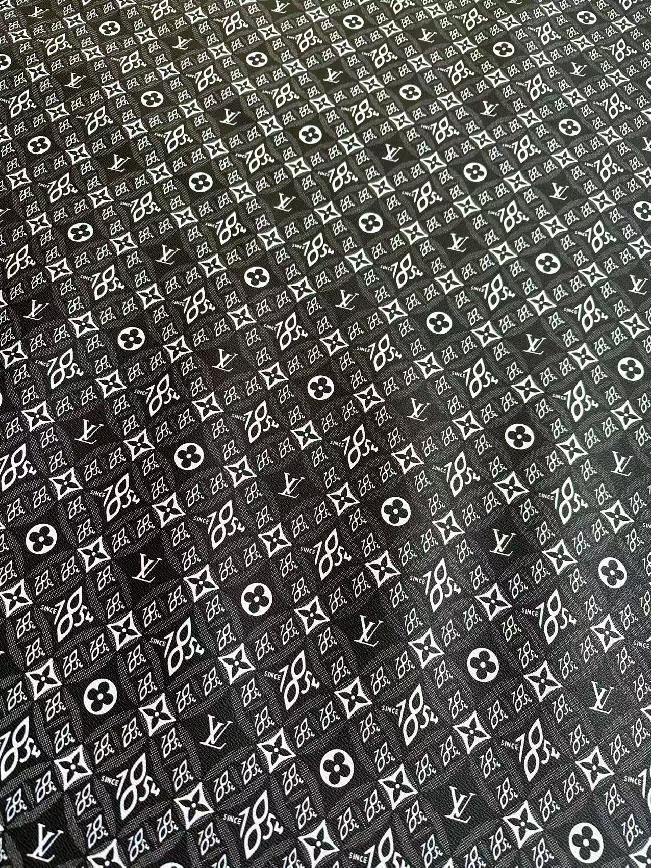 New Black 1854 LV leather Fabric For Handmade Sneaker, Bag, Upholstery Goods By Yard