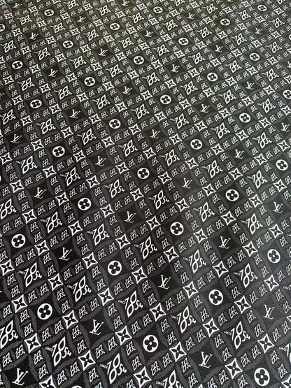 New Black 1854 LV leather Fabric For Handmade Sneaker, Bag, Upholstery Goods By Yard