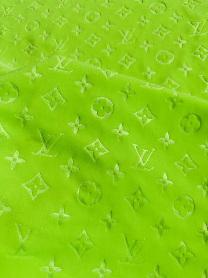 Popular Luxury LV Knitting Velvet Fabric For Handmade Sneaker,Car Upholstery and Apparel By Yard(Kelly)