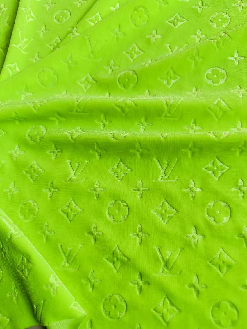 Popular Luxury LV Knitting Velvet Fabric For Handmade Sneaker,Car Upholstery and Apparel By Yard(Kelly)