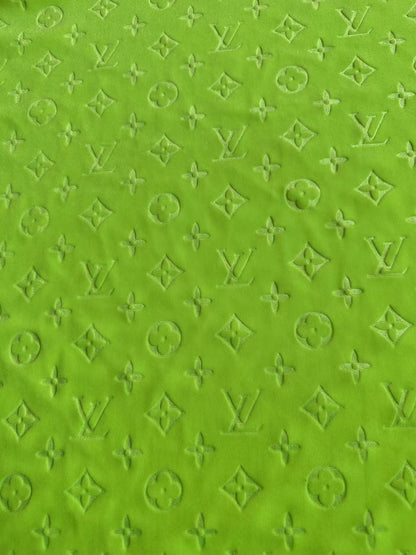 Popular Luxury LV Knitting Velvet Fabric For Handmade Sneaker,Car Upholstery and Apparel By Yard(Kelly)