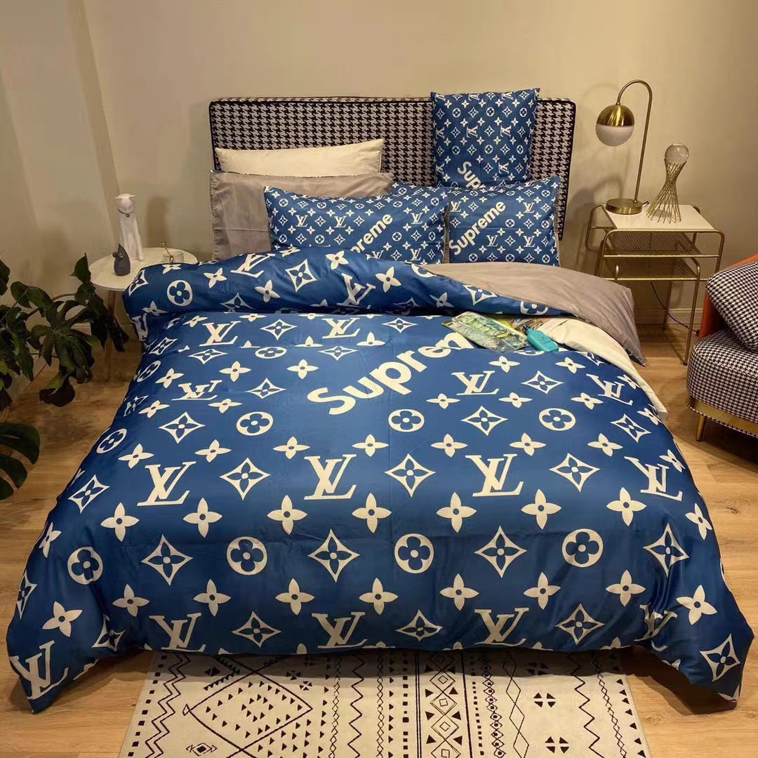 Fashion LV 100% Cotton Four-piece Bed Set For Home Life