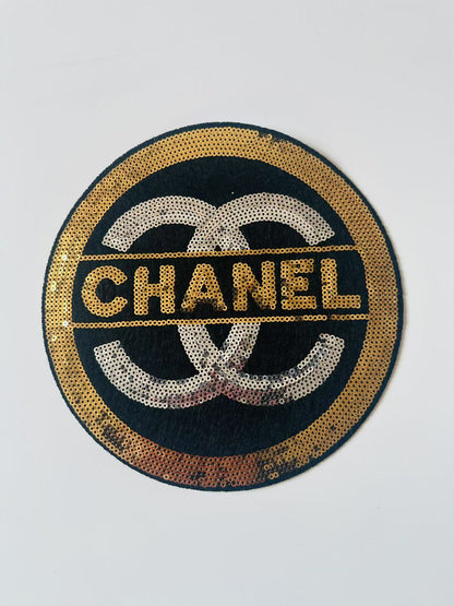 Craft Chanel 7.6"x7.6" Circle Embroidery Sequins Patches For Handmade Apparel