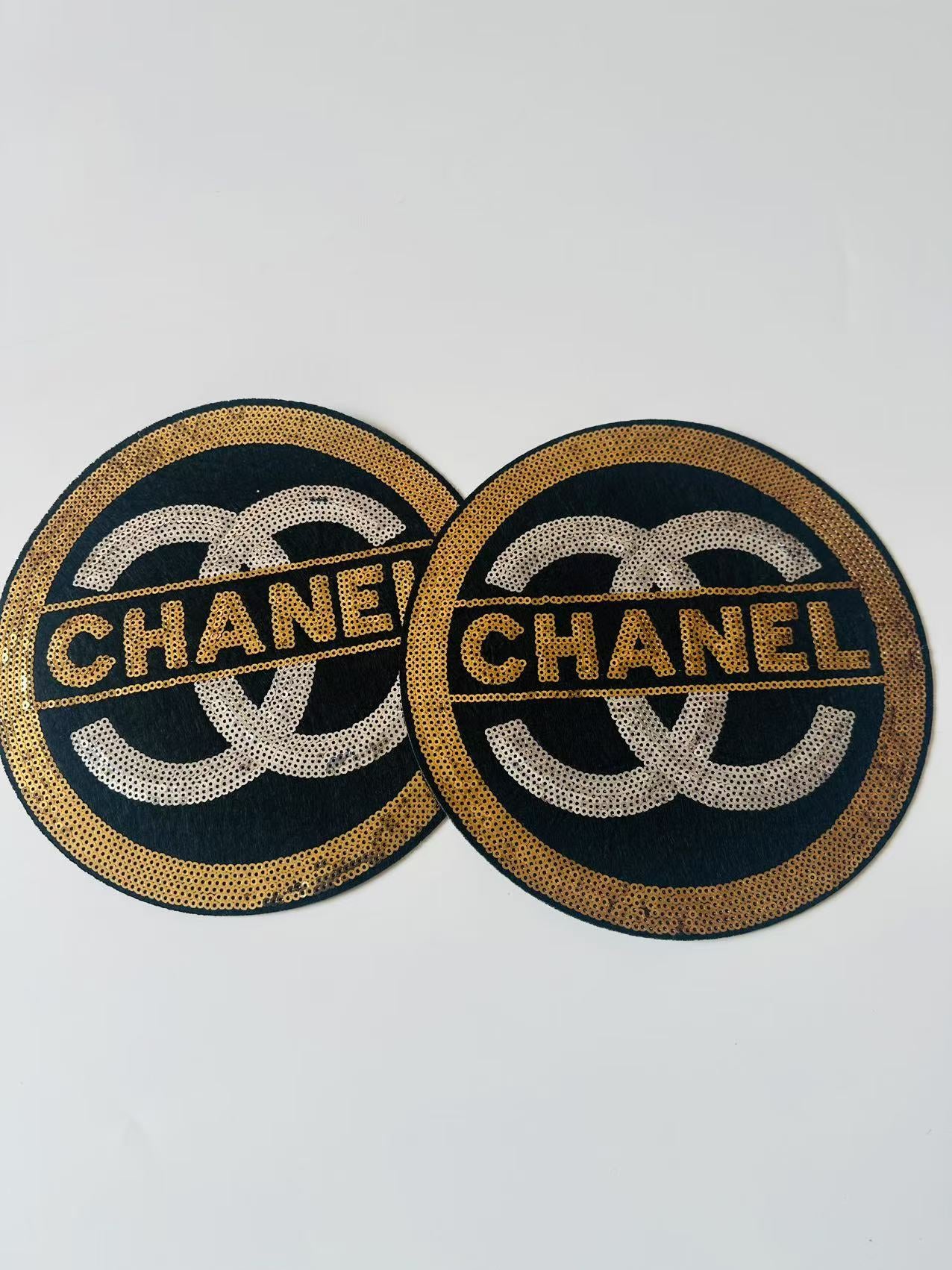 Craft Chanel 7.6"x7.6" Circle Embroidery Sequins Patches For Handmade Apparel