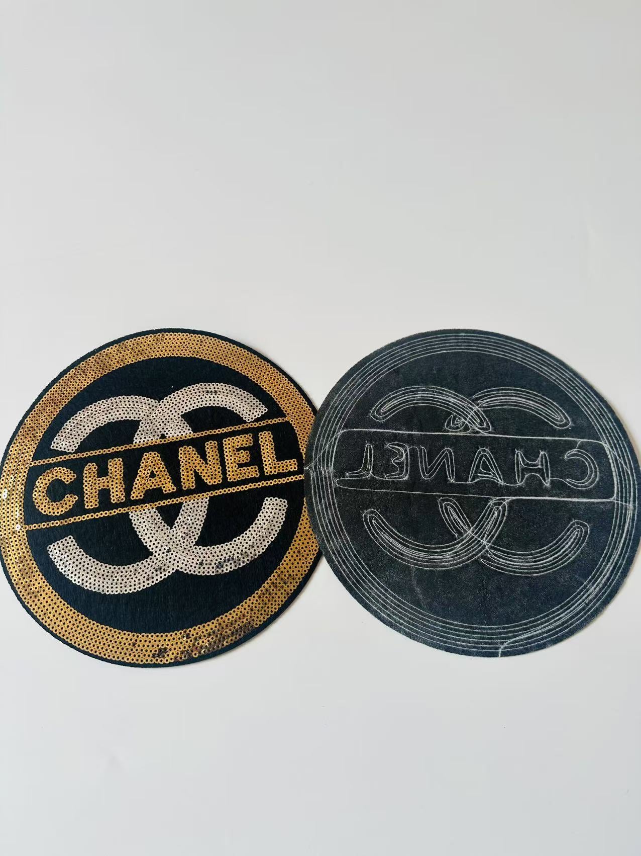 Craft Chanel 7.6"x7.6" Circle Embroidery Sequins Patches For Handmade Apparel