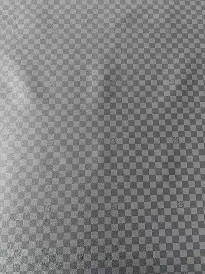 Craft Dark Black Louis Vuitton Damier Vinyl Leather For Handmade Bag , Shoes ,Upholstery, Grid Cup Mat Leather By Yard(Black)