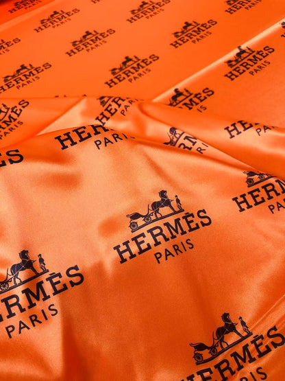 Classic Hermes Satin Shiny Cloth Fabric For Handmade Sewing Scarf ,Clothing Shoes By Yard