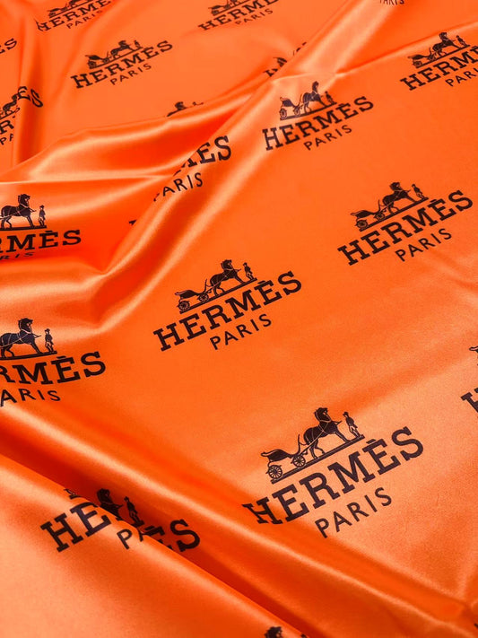 Classic Hermes Satin Shiny Cloth Fabric For Handmade Sewing Scarf ,Clothing Shoes By Yard