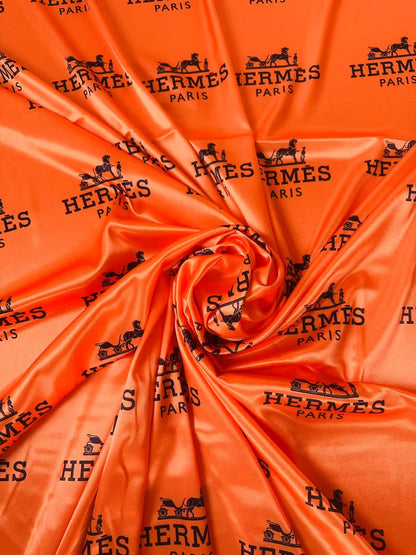 Classic Hermes Satin Shiny Cloth Fabric For Handmade Sewing Scarf ,Clothing Shoes By Yard