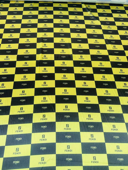 Classic Fendi Satin Shiny Cloth Fabric For Handmade Sewing Scarf ,Clothing Shoes By Yard