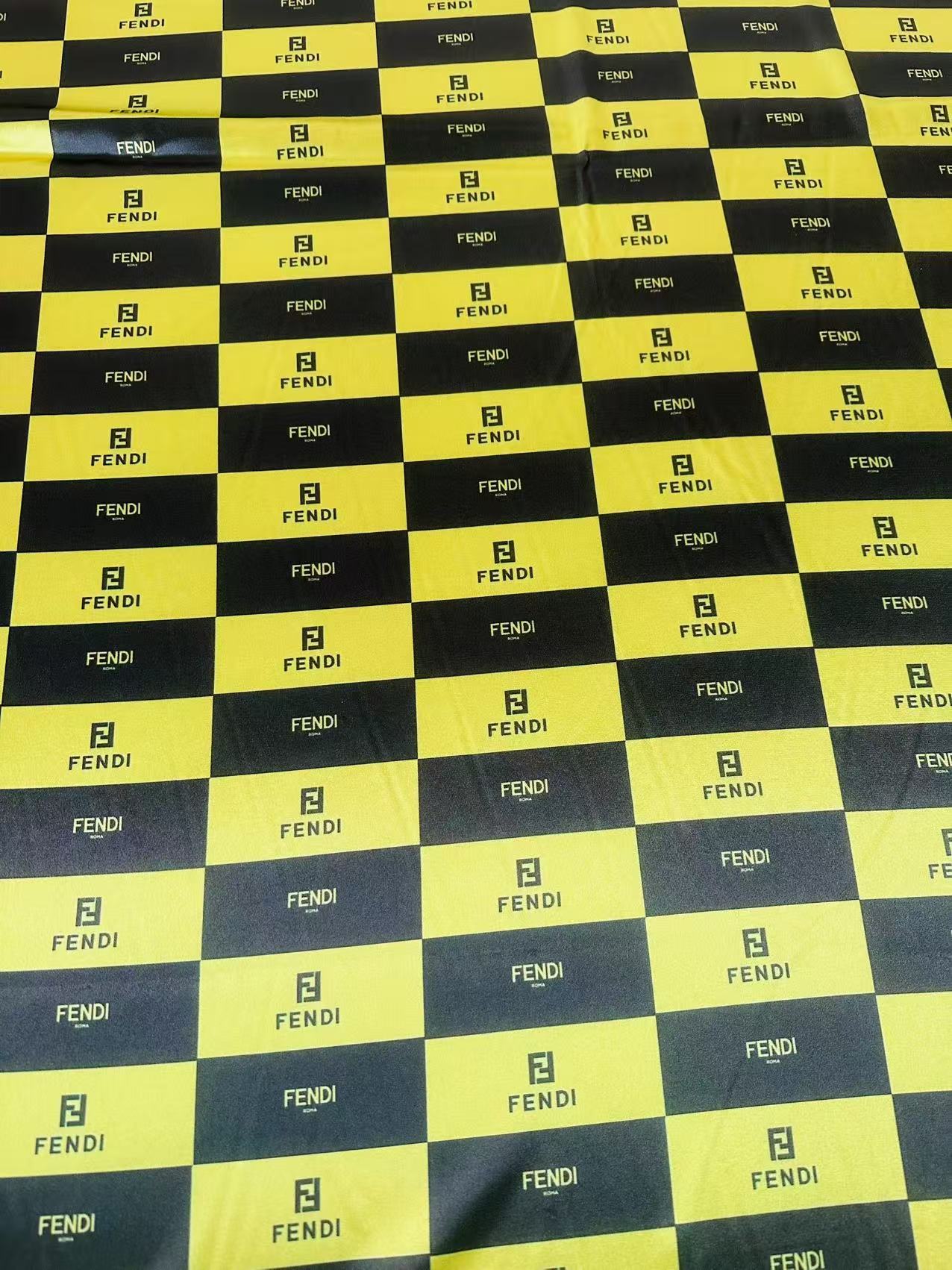 Classic Fendi Satin Shiny Cloth Fabric For Handmade Sewing Scarf ,Clothing Shoes By Yard