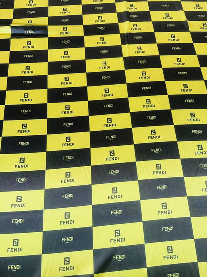 Classic Fendi Satin Shiny Cloth Fabric For Handmade Sewing Scarf ,Clothing Shoes By Yard