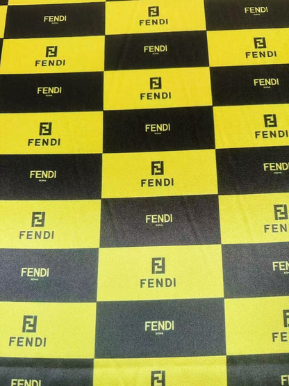 Classic Fendi Satin Shiny Cloth Fabric For Handmade Sewing Scarf ,Clothing Shoes By Yard