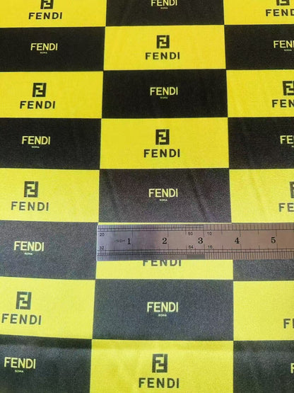 Classic Fendi Satin Shiny Cloth Fabric For Handmade Sewing Scarf ,Clothing Shoes By Yard